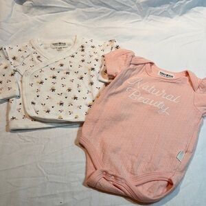 Rabbit + Bear - Organic Cotton Baby Onesie and Wrap Top Set